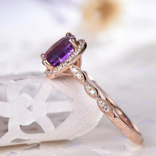 Load image into Gallery viewer, 14Kt Rose gold designer Amethyst diamond ring by diamtrendz