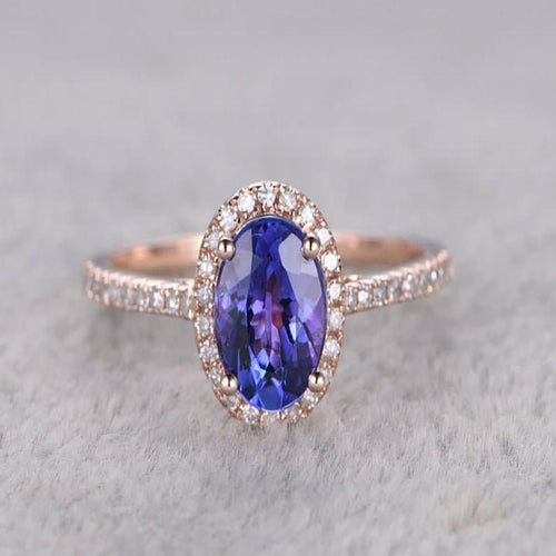 14Kt Rose gold designer Tanzanite diamond ring by diamtrendz