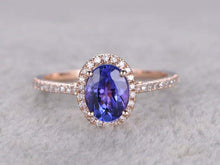 Load image into Gallery viewer, 14Kt Rose gold designer Amethyst diamond ring by diamtrendz
