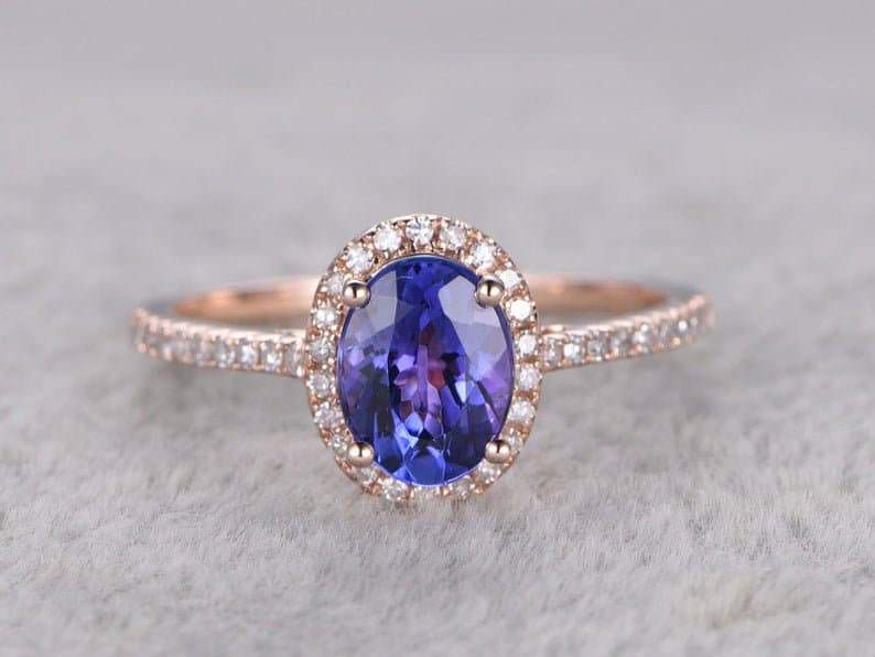 14Kt Rose gold designer Amethyst diamond ring by diamtrendz