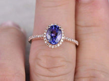 Load image into Gallery viewer, 14Kt Rose gold designer Amethyst diamond ring by diamtrendz