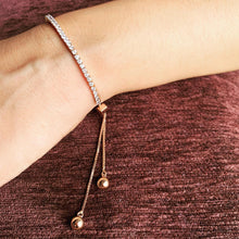 Load image into Gallery viewer, 14kt Gold Adjustable Tennis Diamond Bracelet For Her