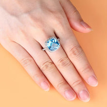 Load image into Gallery viewer, 14Kt Gold Cushion Shape Blue Topaz, Natural Diamond Engagement/Wedding Ring
