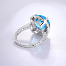 Load image into Gallery viewer, 14Kt Gold Cushion Shape Blue Topaz, Natural Diamond Engagement/Wedding Ring