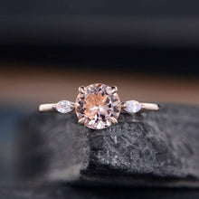 Load image into Gallery viewer, 14Kt Rose gold designer Solitaire Morganite, Marquise Shape Moonstone ring by diamtrendz
