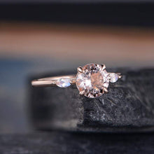 Load image into Gallery viewer, 14Kt Rose gold designer Solitaire Morganite, Marquise Shape Moonstone ring by diamtrendz