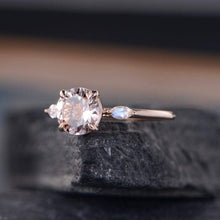 Load image into Gallery viewer, 14Kt Rose gold designer Solitaire Morganite, Marquise Shape Moonstone ring by diamtrendz