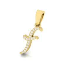 Load image into Gallery viewer, yellow gold alphabet initial letter &#39;f&#39; diamond pendant - 2
