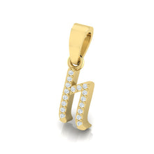Load image into Gallery viewer, yellow gold alphabet initial letter 'h' diamond pendant - 2