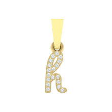 Load image into Gallery viewer, yellow gold alphabet initial letter 'h' diamond pendant - 1