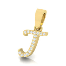 Load image into Gallery viewer, white gold alphabet initial letter 'j' diamond pendant - 2