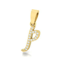 Load image into Gallery viewer, yellow gold alphabet initial letter &#39;p&#39; diamond pendant - 2
