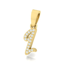 Load image into Gallery viewer, yellow gold alphabet initial letter 'q' diamond pendant - 2