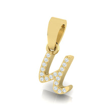 Load image into Gallery viewer, yellow gold alphabet initial letter &#39;u&#39; diamond pendant - 2
