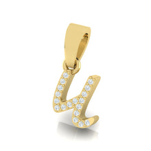 Load image into Gallery viewer, yellow gold alphabet initial letter 'u' diamond pendant - 2