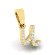 Load image into Gallery viewer, yellow gold alphabet initial letter &#39;u&#39; diamond pendant - 3
