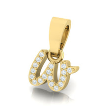 Load image into Gallery viewer, yellow gold alphabet initial letter 'w' diamond pendant - 2