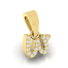 Load image into Gallery viewer, yellow gold alphabet initial letter 'w' diamond pendant - 3