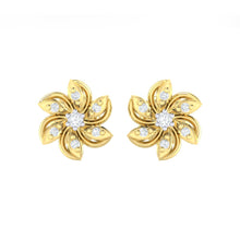 Load image into Gallery viewer, 18Kt gold floral diamond earring by diamtrendz