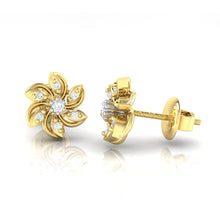 Load image into Gallery viewer, 18Kt gold floral diamond earring by diamtrendz