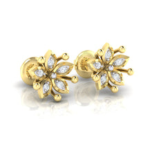 Load image into Gallery viewer, 18Kt gold floral diamond earring by diamtrendz