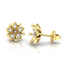 Load image into Gallery viewer, 18Kt gold floral diamond earring by diamtrendz