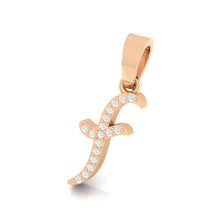 Load image into Gallery viewer, rose gold alphabet initial letter 'f' diamond pendant - 2