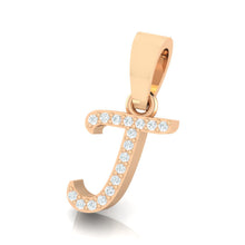 Load image into Gallery viewer, rose gold alphabet initial letter 'j' diamond pendant - 2