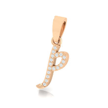 Load image into Gallery viewer, rose gold alphabet initial letter &#39;p&#39; diamond pendant - 2
