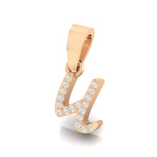 Load image into Gallery viewer, rose gold alphabet initial letter &#39;u&#39; diamond pendant - 2
