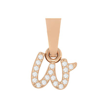 Load image into Gallery viewer, rose gold alphabet initial letter &#39;w&#39; diamond pendant - 1
