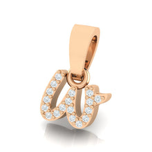 Load image into Gallery viewer, rose gold alphabet initial letter &#39;w&#39; diamond pendant - 2
