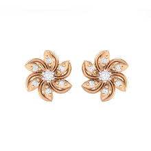 Load image into Gallery viewer, 18Kt rose gold floral diamond earring by diamtrendz