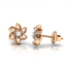 Load image into Gallery viewer, 18Kt rose gold floral diamond earring by diamtrendz
