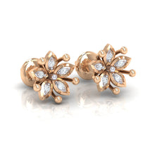 Load image into Gallery viewer, 18Kt rose gold floral diamond earring by diamtrendz