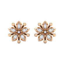 Load image into Gallery viewer, 18Kt rose gold floral diamond earring by diamtrendz