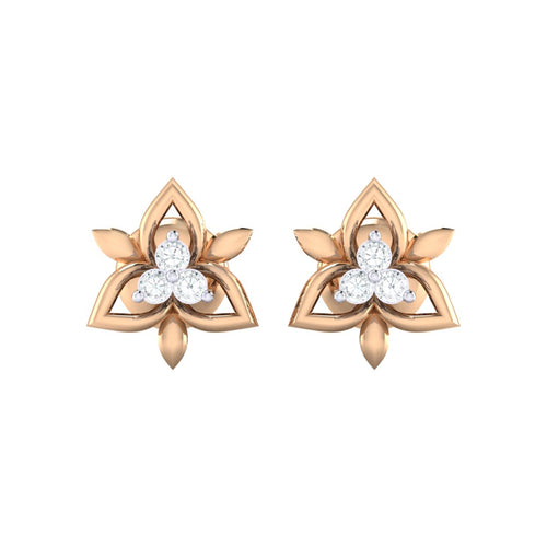18Kt rose gold floral diamond earring by diamtrendz