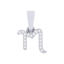 Load image into Gallery viewer, white gold alphabet initial letter 'm' diamond pendant - 1