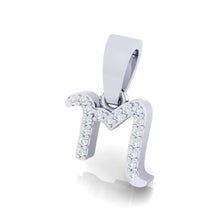Load image into Gallery viewer, white gold alphabet initial letter 'm' diamond pendant - 2