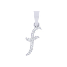 Load image into Gallery viewer, white gold alphabet initial letter 'f' diamond pendant - 1