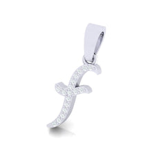 Load image into Gallery viewer, white gold alphabet initial letter 'f' diamond pendant - 2