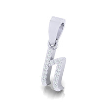 Load image into Gallery viewer, white gold alphabet initial letter 'h' diamond pendant - 2