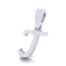 Load image into Gallery viewer, yellow gold alphabet initial letter &#39;j&#39; diamond pendant - 2
