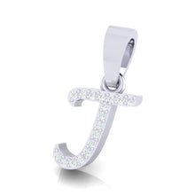 Load image into Gallery viewer, yellow gold alphabet initial letter 'j' diamond pendant - 2