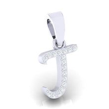 Load image into Gallery viewer, yellow gold alphabet initial letter 'j' diamond pendant - 3