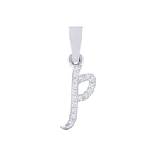 Load image into Gallery viewer, white gold alphabet initial letter &#39;p&#39; diamond pendant - 1
