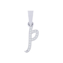 Load image into Gallery viewer, white gold alphabet initial letter 'p' diamond pendant - 1