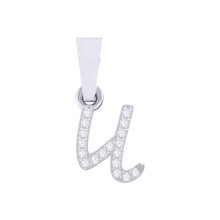 Load image into Gallery viewer, white gold alphabet initial letter 'u' diamond pendant - 1