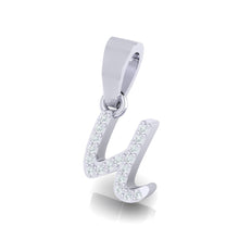Load image into Gallery viewer, white gold alphabet initial letter &#39;u&#39; diamond pendant - 2
