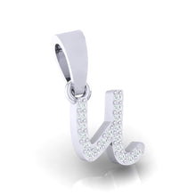 Load image into Gallery viewer, white gold alphabet initial letter 'u' diamond pendant - 3